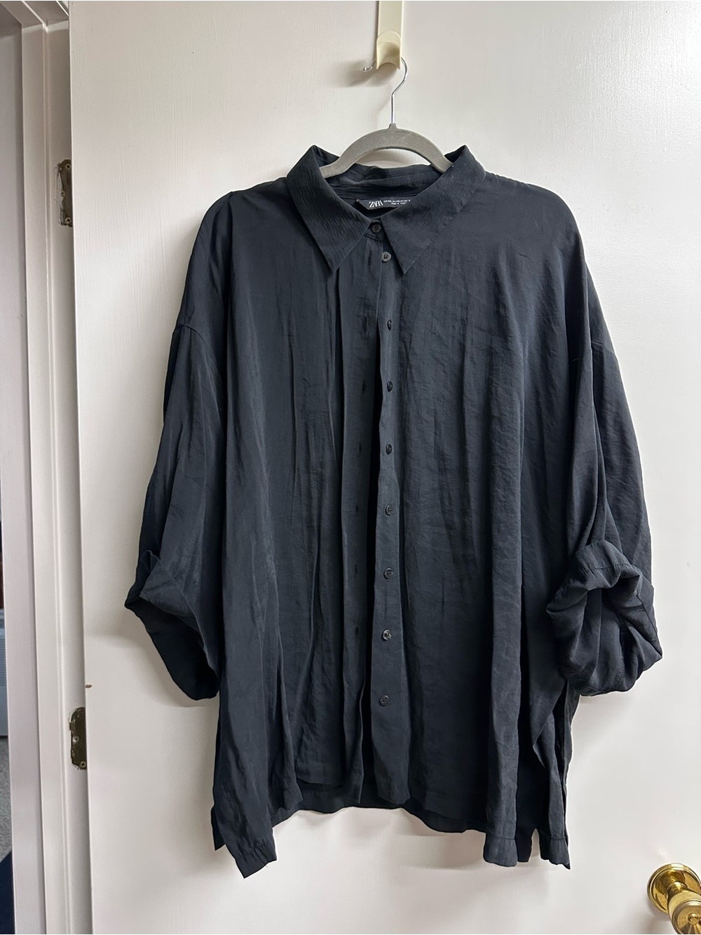 Zara Oversized Black Button-Down Shirt